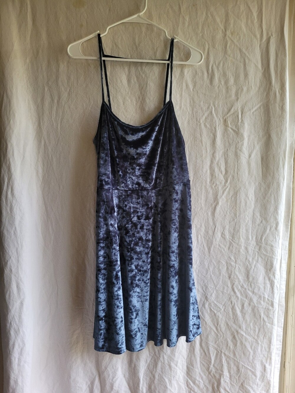 Forever 21 Sleeveless A-line Dress Size 1X Steel Blue Velvet Retro 1990s Y2K